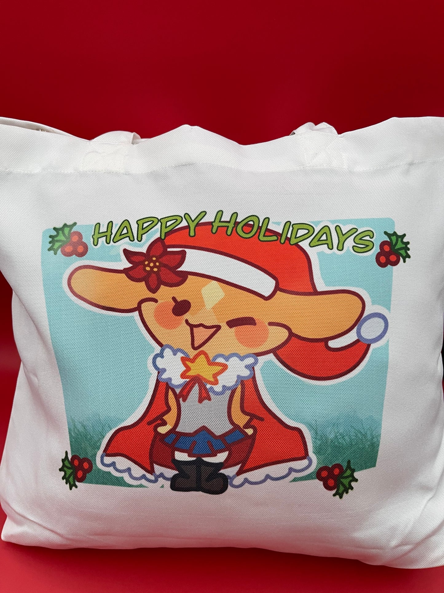 "Happy Holidays" Rabbit Tote Bag